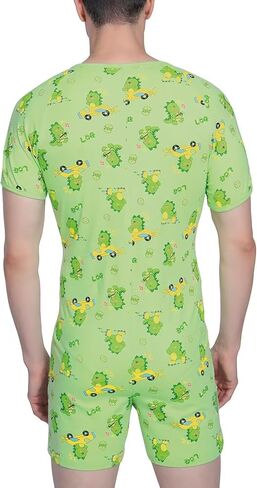 Men's Short Sleeve Romper Crotch Shirt Bodysuit One Piece Pajamas in Kuwait