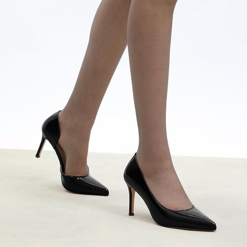MODENCOCO High Heels for Women Pointed Toe Stiletto Pumps Classic Closed Toe Slip On Heels Patent Porm Party Wedding Dress Shoes 3 Inch in Saudi Arabia