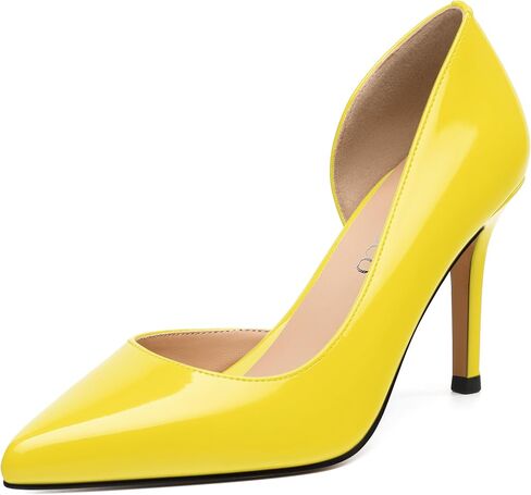 MODENCOCO High Heels for Women Pointed Toe Stiletto Pumps Classic Closed Toe Slip On Heels Patent Porm Party Wedding Dress Shoes 3 Inch in Saudi Arabia