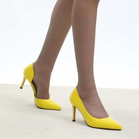 MODENCOCO High Heels for Women Pointed Toe Stiletto Pumps Classic Closed Toe Slip On Heels Patent Porm Party Wedding Dress Shoes 3 Inch in Saudi Arabia