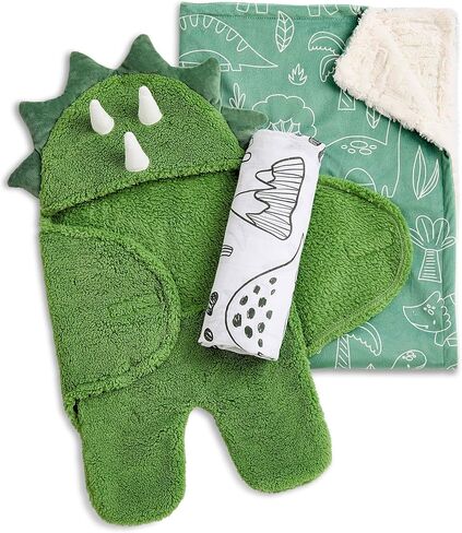 Evolur Good Knight 3 pc Baby Gift Set, Includes Sherpa Sack Wrap, Bamboo Muslin Wrap & Velour Blanket, Soft and Breathable, for Newborns, Infants 0-3 Months in Saudi Arabia
