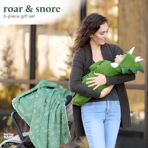 Evolur Good Knight 3 pc Baby Gift Set, Includes Sherpa Sack Wrap, Bamboo Muslin Wrap & Velour Blanket, Soft and Breathable, for Newborns, Infants 0-3 Months in Saudi Arabia