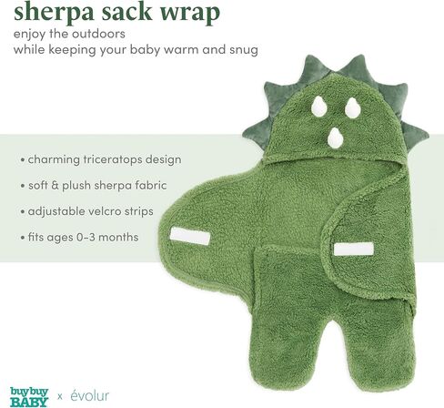Evolur Good Knight 3 pc Baby Gift Set, Includes Sherpa Sack Wrap, Bamboo Muslin Wrap & Velour Blanket, Soft and Breathable, for Newborns, Infants 0-3 Months in Saudi Arabia