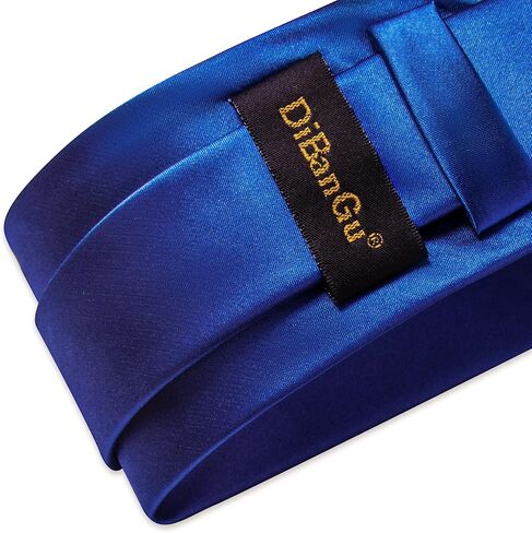 DiBanGu Satin Ties for Men Solid Color Necktie and Pocket Square Tie Clip Set Formal Shiny Ties in Gift Box Party Wedding in Kuwait