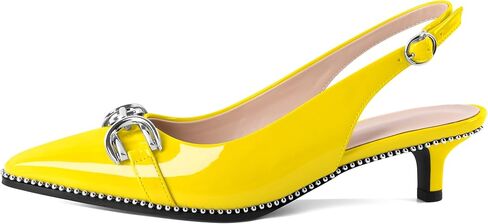 Yodeks Women's Slingback Histen Cheels مدببة إصبع القدم منخفضة الكعب مضخات مطرز 1.5 بوصة أحذية مشبك معدني حجم 5-13 in Kuwait