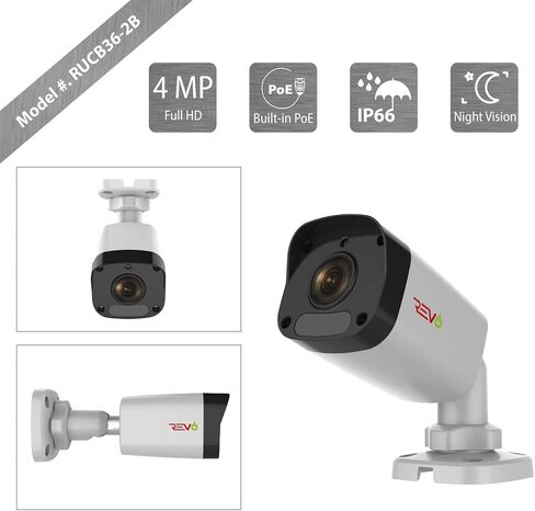 America Ultra HD 4MP IP Bullet Camera Indoor/Outdoor - 100' Night Vision, IP66 Weatherproof, 3DNR, Smart IR, ONVIF Compliant, White in Saudi Arabia