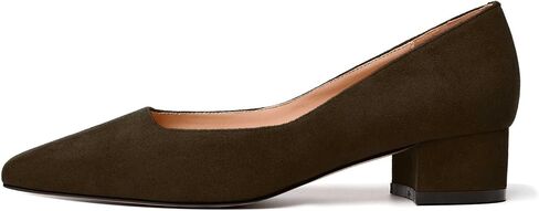 justdanni womens disual suede party slip on square toe fashion chunky low yeel pumps shoes 1.5 inch in Kuwait