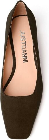 justdanni womens disual suede party slip on square toe fashion chunky low yeel pumps shoes 1.5 inch in Kuwait