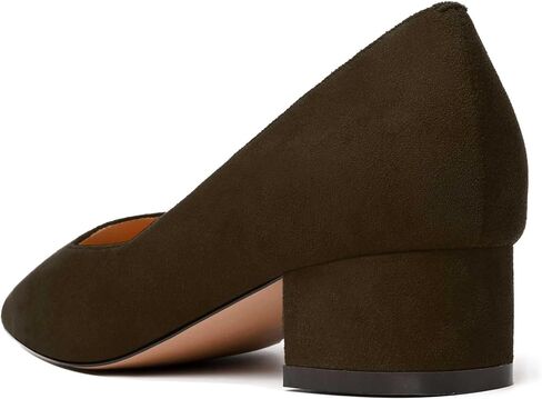 justdanni womens disual suede party slip on square toe fashion chunky low yeel pumps shoes 1.5 inch in Kuwait