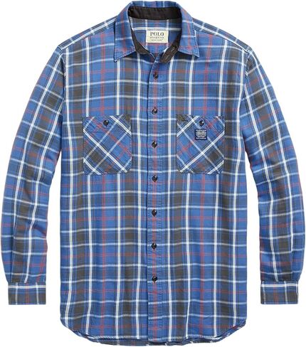 POLO RALPH LAUREN Men’s Classic Fit Denim & Supply Plaid Flannel Workshirt (Green/White Multi, M) in Saudi Arabia