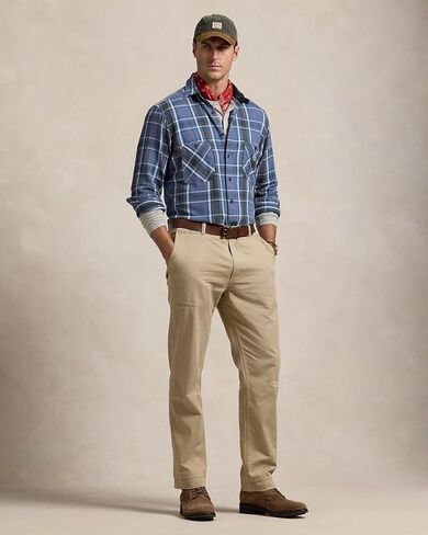 POLO RALPH LAUREN Men’s Classic Fit Denim & Supply Plaid Flannel Workshirt (Green/White Multi, M) in Saudi Arabia