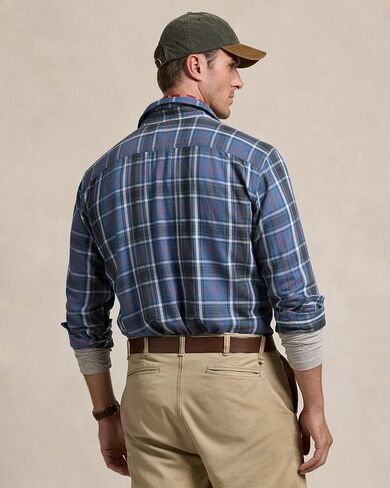 POLO RALPH LAUREN Men’s Classic Fit Denim & Supply Plaid Flannel Workshirt (Green/White Multi, M) in Saudi Arabia