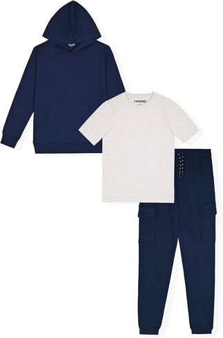 Boys Jogger Set 3-Piece Kids Clothing Outfit with Hoodie, Sweatpants & T-Shirt in Kuwait