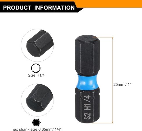 Harfington 8pcs H3/16 Sae hex shex bit 1/4 "Hex shank 25mm/1" طول رأس سداسي الستة مقر in Saudi Arabia