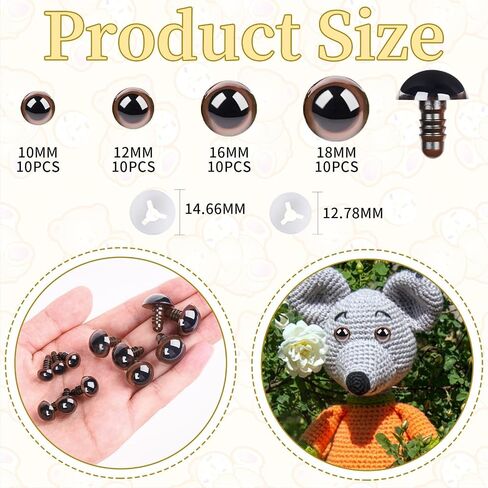 MUCUNNIA 40pcs 10-18mm Pink Safety Eyes for Crocheting with Washers Rabbit Crochet Safety Eyes for Amigurumi Doll Eyes Gift for Crochet Lovers Stuffed Animals Teddy Bear Halloween Decorations in Kuwait