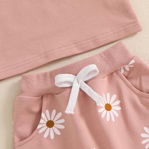 CIYCUIT Toddler Baby Girl Outfit – Short Sleeve Mama’s Girl Print T-Shirt & Daisy Shorts Set – 2-Piece Summer Clothes in Kuwait