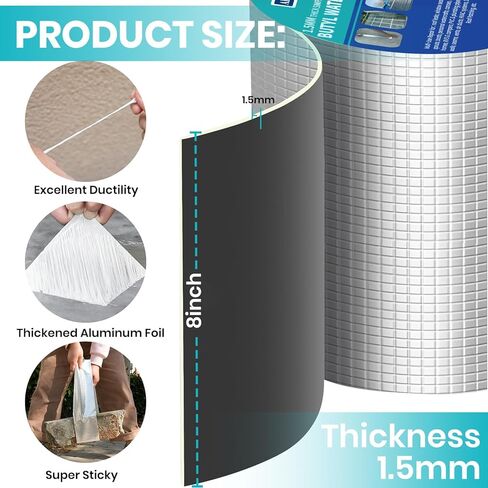 ADHES Extra Thick Butyl Tape 4 Inch x 16 Feet x 1.5mm – 50% Thicker for Superior Waterproof Sealing – Weatherproof Butyl Sealant Tape for RV Repairs, Roof Leaks, Window Seals, Pipe Seals, and More in Saudi Arabia
