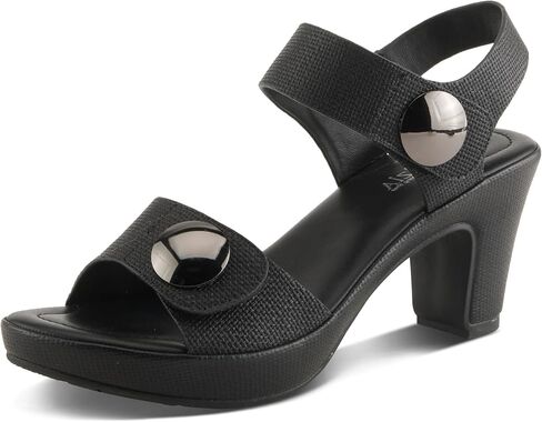PATRIZIA Women's DADE-WOVEN Hook and Loop Sandals - Textured Faux Leather with Gold Button Accents, Adjustable Fit in Saudi Arabia