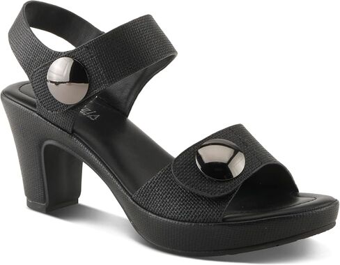 PATRIZIA Women's DADE-WOVEN Hook and Loop Sandals - Textured Faux Leather with Gold Button Accents, Adjustable Fit in Saudi Arabia