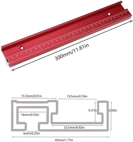 45 Type T Track Woodworking T-slot Miter Track Jig Aluminium Guide Rail Miter Track Stop for Router Table Workbench (300mm) in Saudi Arabia