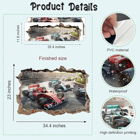 ملصقات جدار ديناصور كبيرة ثلاثية الأبعاد (31.7 "× 22.5") ، شارات جدار فينيل مكسورة للدينو ، ديكور غرفة نوم للأولاد. in Kuwait