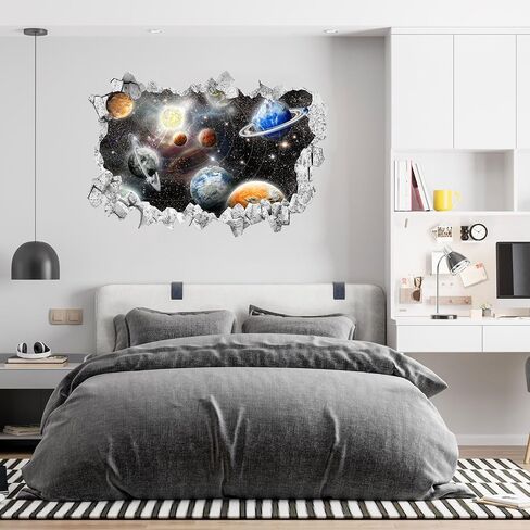 Large 3D Dinosaur Wall Stickers (31.7"x 22.5"), Dino Broken Hole Vinyl Wall Decals, Removable Forest Dinosaur Animal Wall Art for Kids Boys Bedroom Playroom Decor in Kuwait