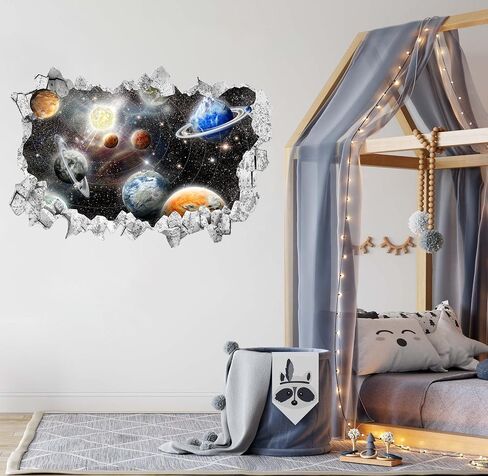 Large 3D Dinosaur Wall Stickers (31.7"x 22.5"), Dino Broken Hole Vinyl Wall Decals, Removable Forest Dinosaur Animal Wall Art for Kids Boys Bedroom Playroom Decor in Kuwait