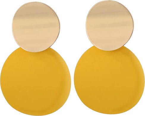Round Disc Earrings - Dainty, Geometric Jewellery - Shiny Gold, Matte Black in Saudi Arabia