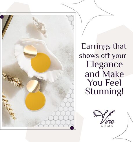 Round Disc Earrings - Dainty, Geometric Jewellery - Shiny Gold, Matte Black in Saudi Arabia