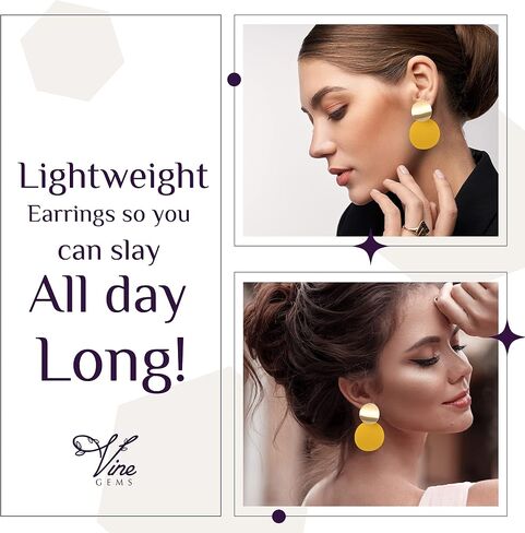 Round Disc Earrings - Dainty, Geometric Jewellery - Shiny Gold, Matte Black in Saudi Arabia