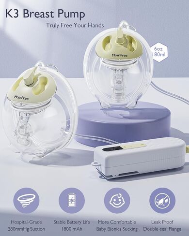 Breast Pump Hands Free K3 Updated, Wearable Breastfeeding Pump with Soft Double-Seal Flange, 1800mAh Long Battery Life & LED Display, 3 Modes & 9 Levels Electric Breast Pumps Portable,15-24mm in Saudi Arabia