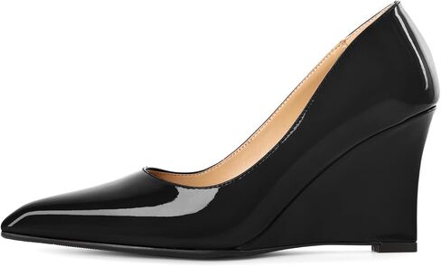 Eldof Wedges Heels for Women Pointed Closed Toe Slip On High Heel Wedges Shoes Sexy Wedding Dressy Pumps 3.5 Inches in Kuwait