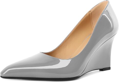 Eldof Wedges Heels for Women Pointed Closed Toe Slip On High Heel Wedges Shoes Sexy Wedding Dressy Pumps 3.5 Inches in Kuwait