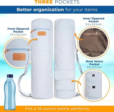 Blue Light Yoga Mat Bag | Large Yoga Mat Bags for Women & Men | Fits Thick Yoga Mat & Yoga Accessories | Three Storage Pocket | Adjustable Yoga Bag Shoulder Strap | Great Gym Bag in Kuwait