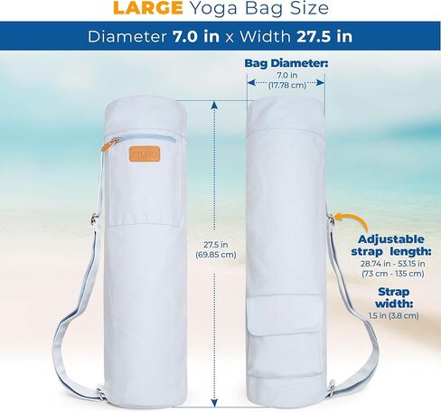 Blue Light Yoga Mat Bag | Large Yoga Mat Bags for Women & Men | Fits Thick Yoga Mat & Yoga Accessories | Three Storage Pocket | Adjustable Yoga Bag Shoulder Strap | Great Gym Bag in Kuwait