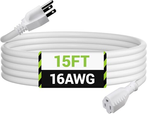 BN-LINK 8 ft Indoor/Outdoor Extension Cord 16/3 SJTW, Black, Water & Weather Resistant, 3-Prong Grounded Plug for Landscaping & Holiday Decorations, Home & Office, 13A ETL in Saudi Arabia