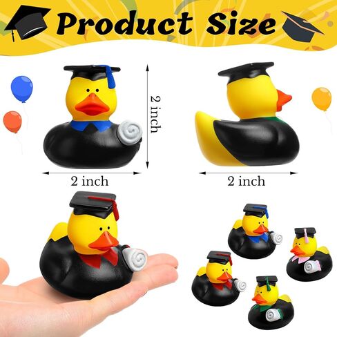 Sratte 24 Pack 2" Graduation Ducks Class of 2025 Diploma Grad Bulk Rubber Ducks for Cruise Student Adults Graduates Gift Prize Graduation Party Decorations(Black, Red) in Kuwait