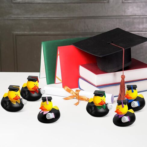 Sratte 24 Pack 2" Graduation Ducks Class of 2025 Diploma Grad Bulk Rubber Ducks for Cruise Student Adults Graduates Gift Prize Graduation Party Decorations(Black, Red) in Kuwait