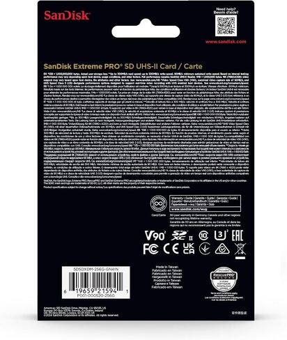 Sandisk 256GB Extreme Pro SDXC UHS-II CARDY-تصل إلى 300 ميجابايت/ثانية سرعات قراءة وكتابة ، V90 ، 8K ، 4K UHD ، SD-SDSDXDM-256G-GN4IN in Kuwait