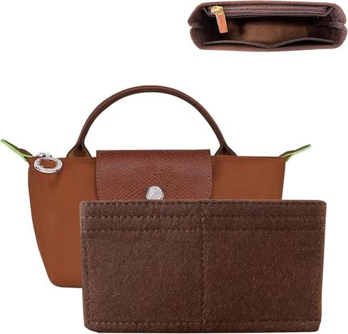 Bag Organizer for Long champ Small Handbags Timid Bag Storage and Organization Inner Pocket Liner Felt-Mini Size (Beige) in Saudi Arabia