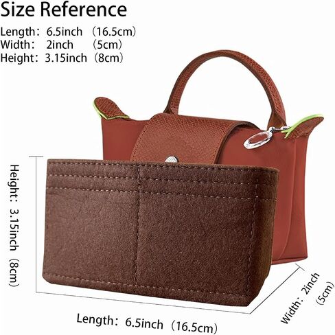 Bag Organizer for Long champ Small Handbags Timid Bag Storage and Organization Inner Pocket Liner Felt-Mini Size (Beige) in Saudi Arabia