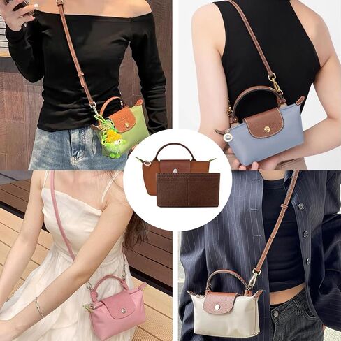 Bag Organizer for Long champ Small Handbags Timid Bag Storage and Organization Inner Pocket Liner Felt-Mini Size (Beige) in Saudi Arabia