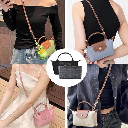Bag Organizer for Long champ Small Handbags Timid Bag Storage and Organization Inner Pocket Liner Felt-Mini Size (Beige) in Saudi Arabia