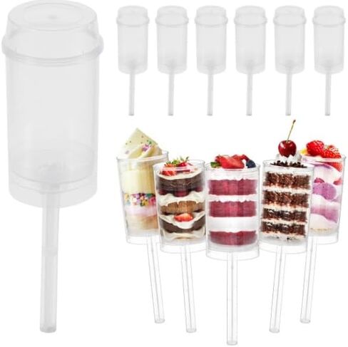 Cabilock 40 Cake Cake Push Pop Shooter ، مطلق النار البوب ​​كعكة ، كعكة بلاستيكية مستديرة على شكل حاوية البوب ​​مع غطاء ، حاويات حاويات كعكة قابلة للدفع ، قاعدة للآيس كريم ، الهلام ، عيد الحب in Saudi Arabia