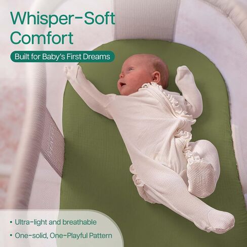 Mi Flor Muslin Bassinet Sheets – 2 Pack Cotton Bassinet Sheets for Boys & Girls,100% Cotton Crinkle Muslin, Fitted Bassinet Sheet for Oval, Rectangle & Hourglass – 16x32x4 Bassinet Mattress Sheets in Saudi Arabia