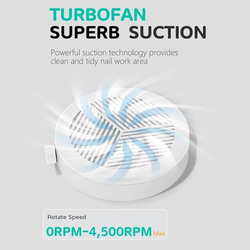 Small Nail Dust Collector, Adjustable Suction, AONOLOVO Portable Nail Vacuum Fan Dust Collector Extractor Suction Machine for Acrylic Dip Nails Removal, White in Saudi Arabia