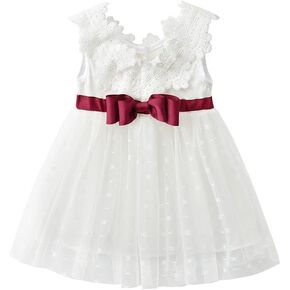 Toddler/Little/Baby Girls Tulle Flower Christening Baptism Gowns Princess Wedding Sundress Sleeveless Tutu Dress