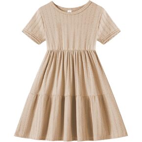 Toddler Baby Girls Dress Little Girl Summer Dress Casual Short Sleeve Round Neck Party Baby Beach Sundress 18M-6T in Kuwait