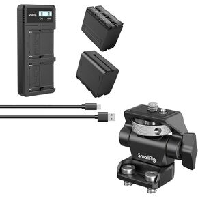 Bundle: SmallRig Monitor Mount with 1/4"-20 Screws and SmallRig NP-F970 Camera Battery and Charger Set