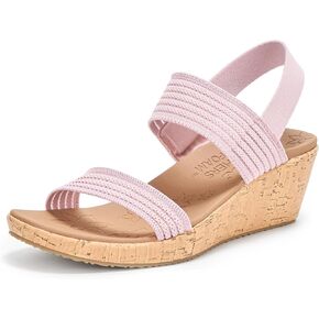 Skechers Women's Beverlee-Sheer Luck Wedge Sandal, Pink, 12